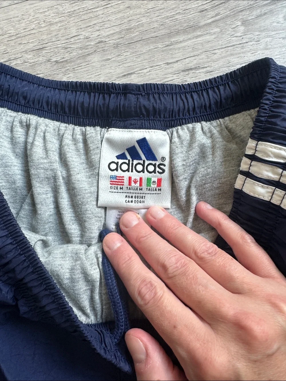 adidas Navy Blue Joggers with White Side Stripes
